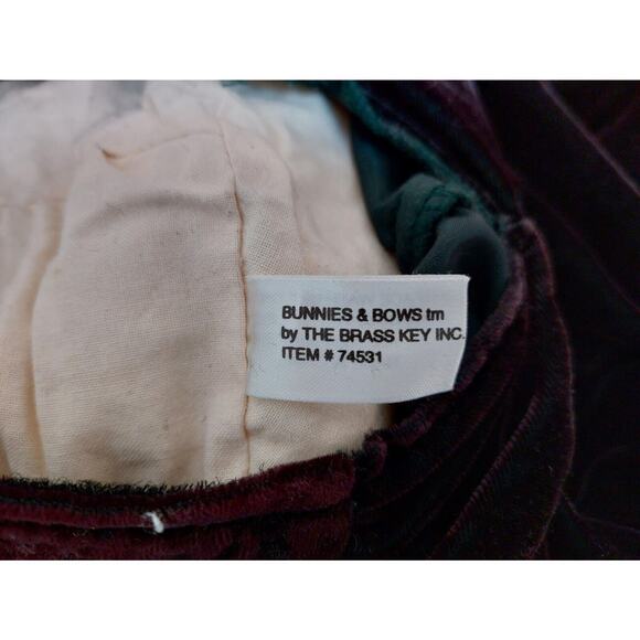 Bunnies and Bows by Brass Key Plush Bunny Rabbit Green Velvet Outfit 24" Toy - Picture 8 of 11